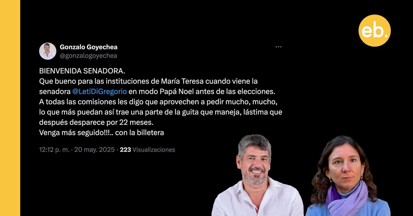 Goyechea, el presidente comunal de María Teresa, criticó a la la Senadora Di Gregorio